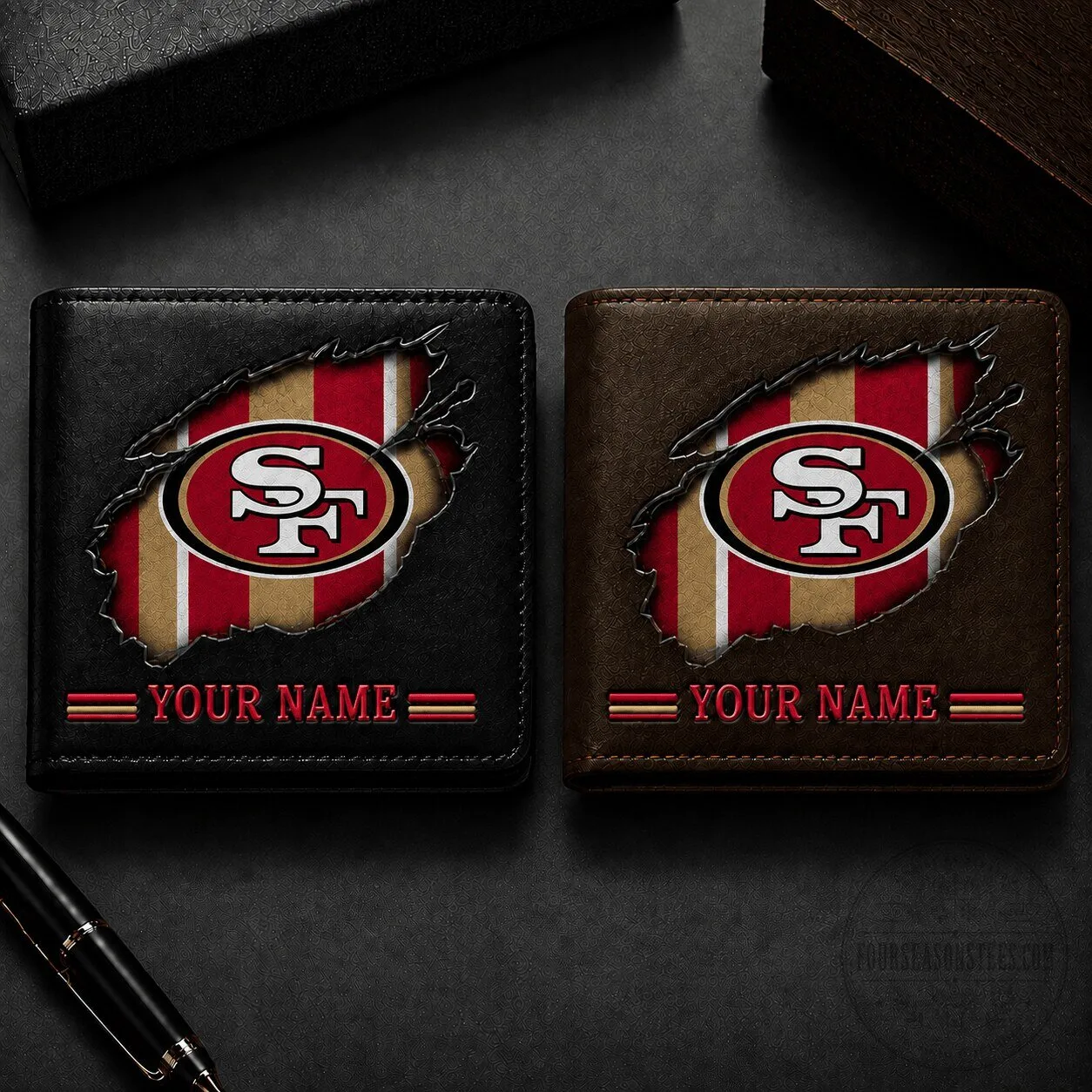 San Francisco 49ers Custom Name Football Team Wallet
