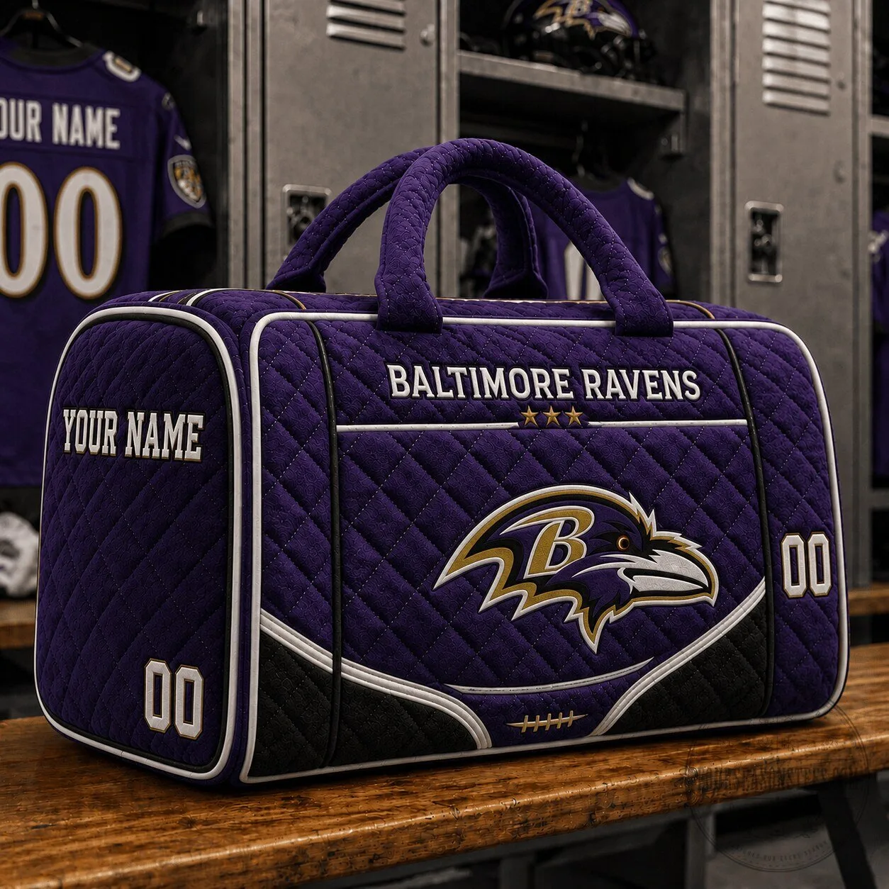 Baltimore Ravens NFL Quilted Duffle Bag Custom Name Gifts For Fan