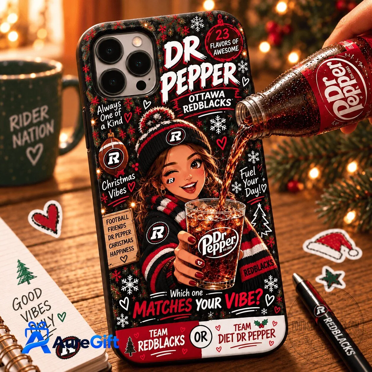 Ottawa Redblacks Canadian Football League Dr Pepper Christmas Phone Case