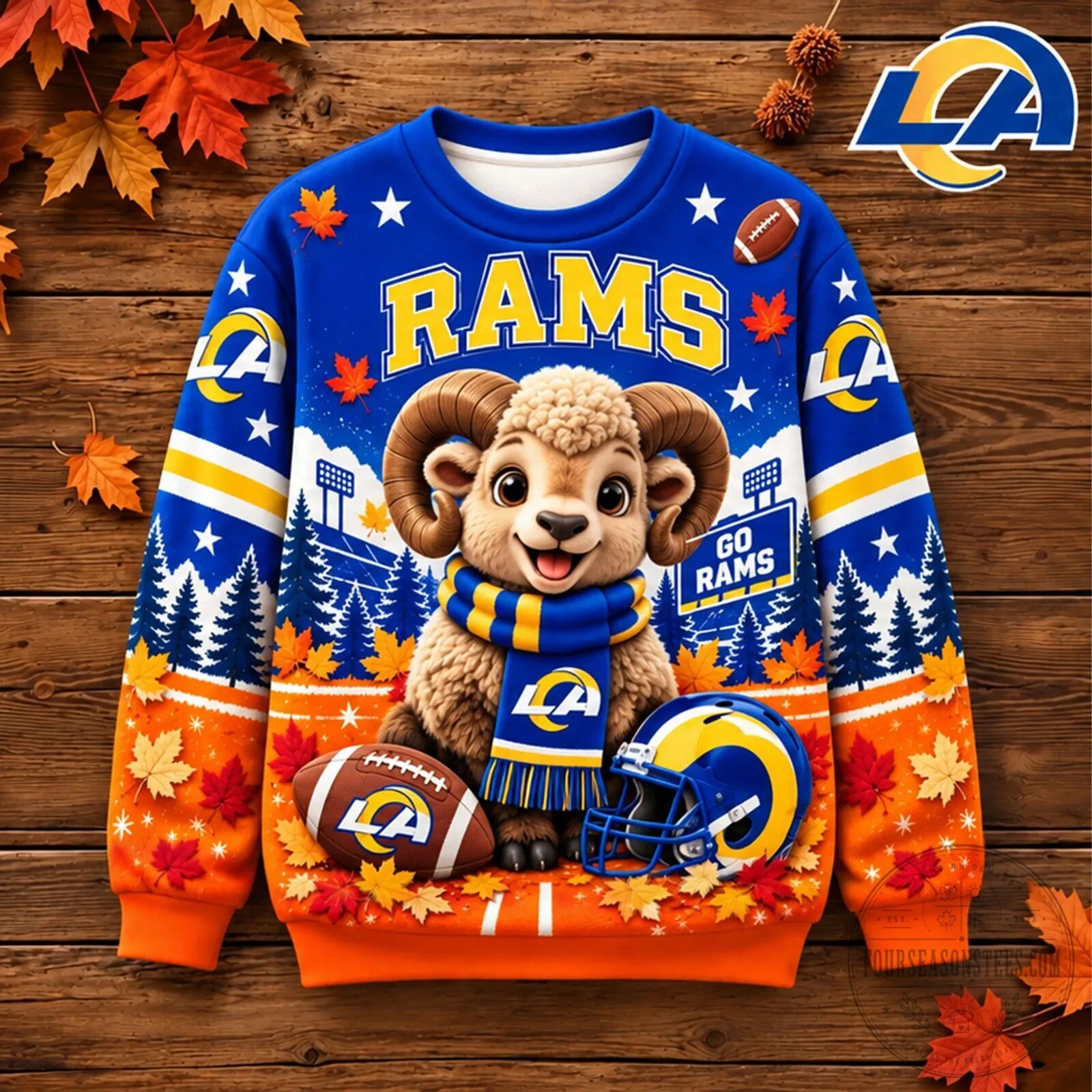 Los Angeles Rams Football Team Mascot Ugly Christmas Crewneck Sweater