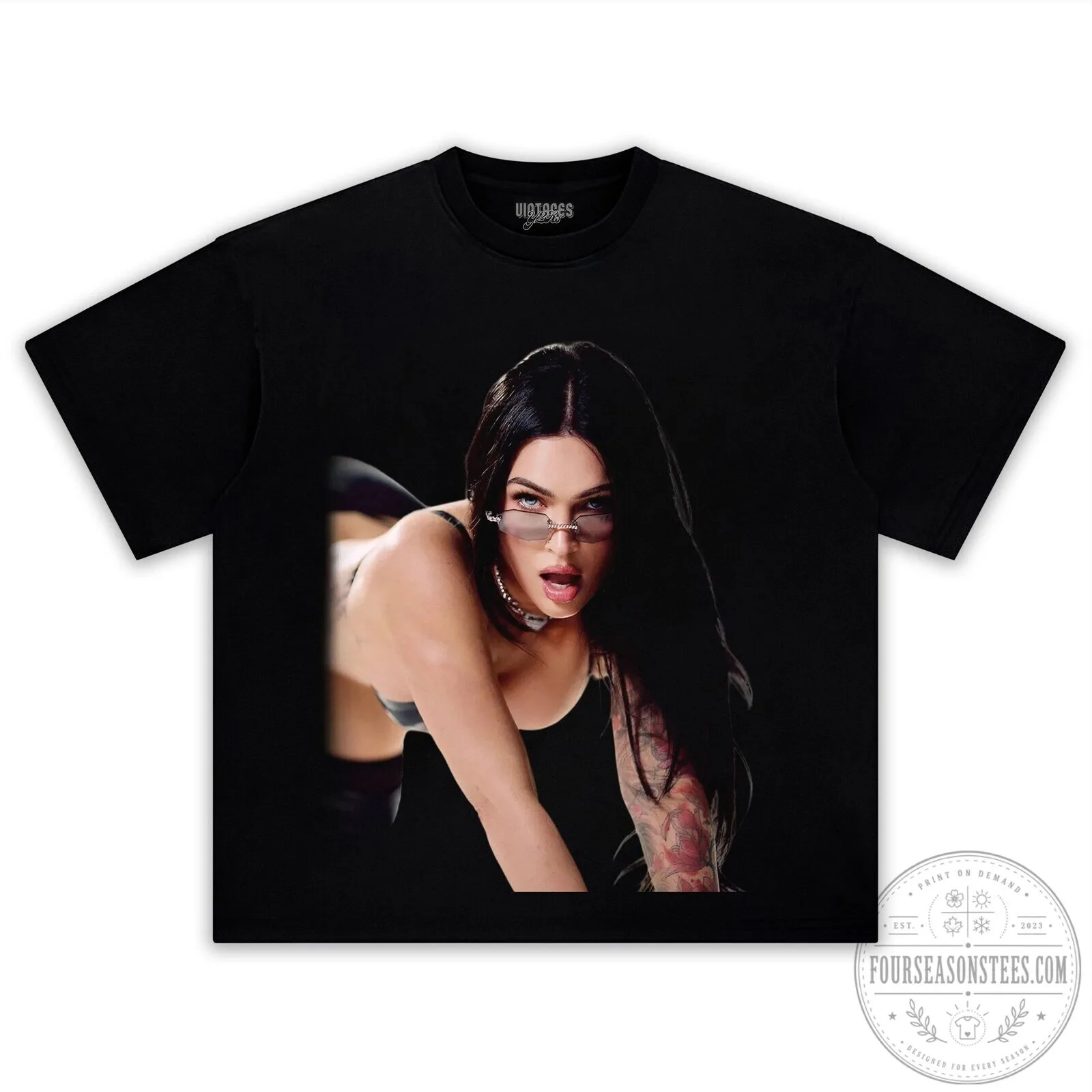 Megan Fox Black T-Shirt with Iconic Pose Print