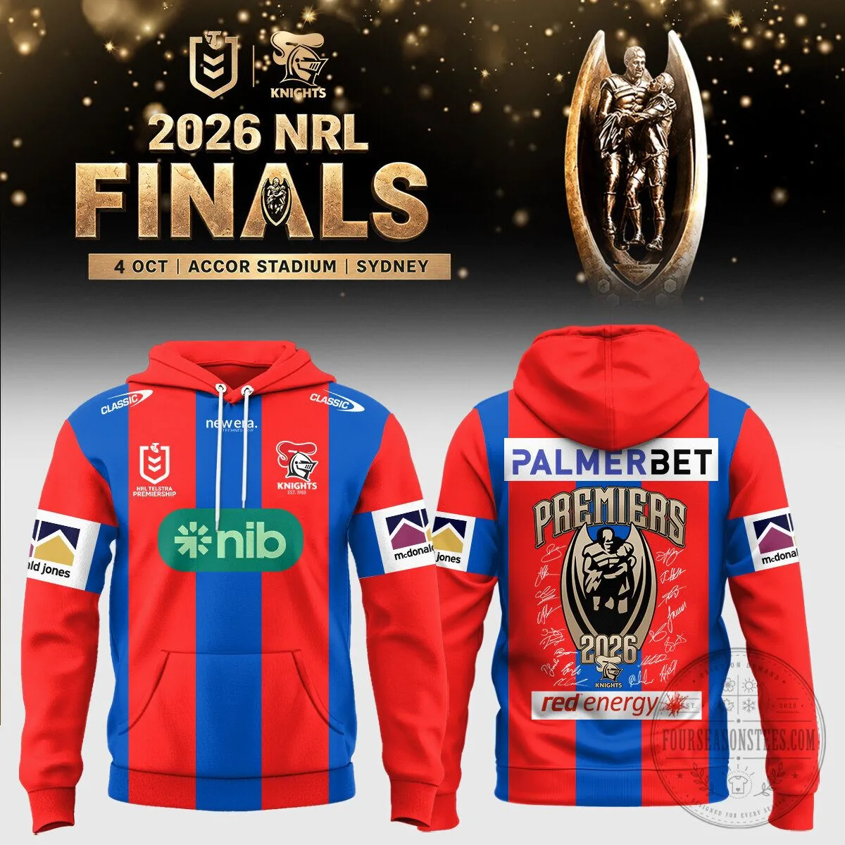 Newcastle Knights 2026 NRL Finals Premiers Rugby League Hoodie