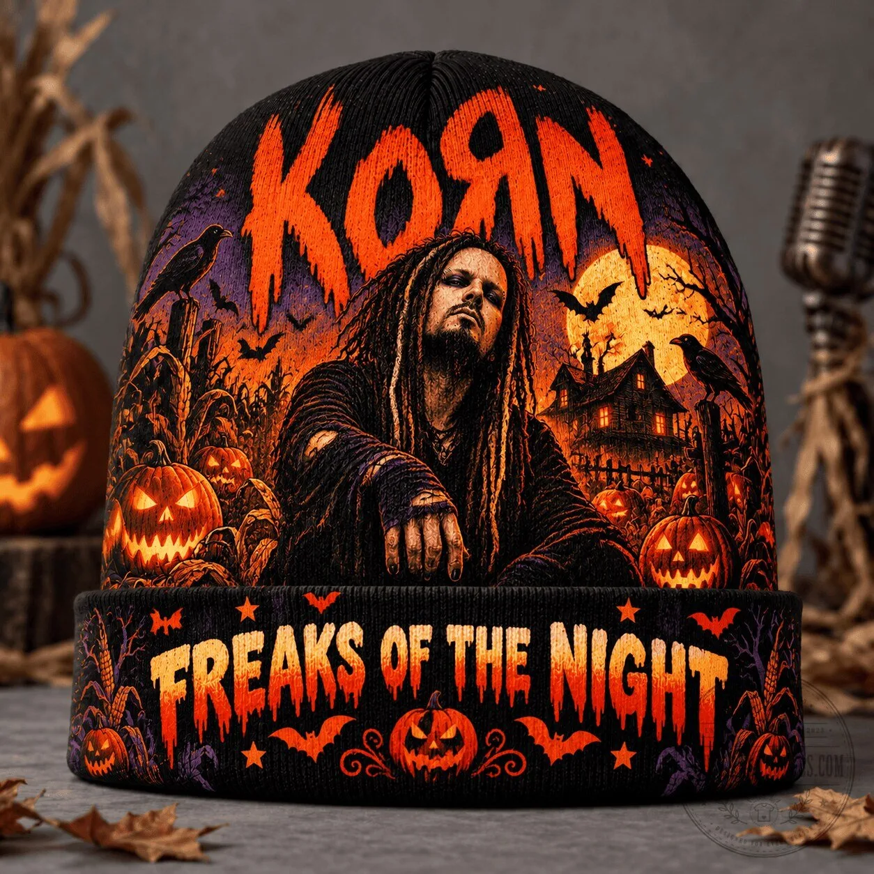 Korn Freaks Of The Night Halloween Spooky Graveyard Beanie Hat