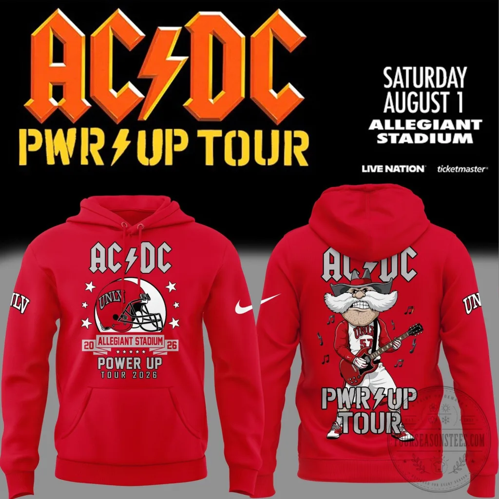 UNLV Football ACDC Power Up Tour Allegiant Stadium Red Hoodie UNLV Football AC/DC Power Up Tour Allegiant Stadium Red Hoodie