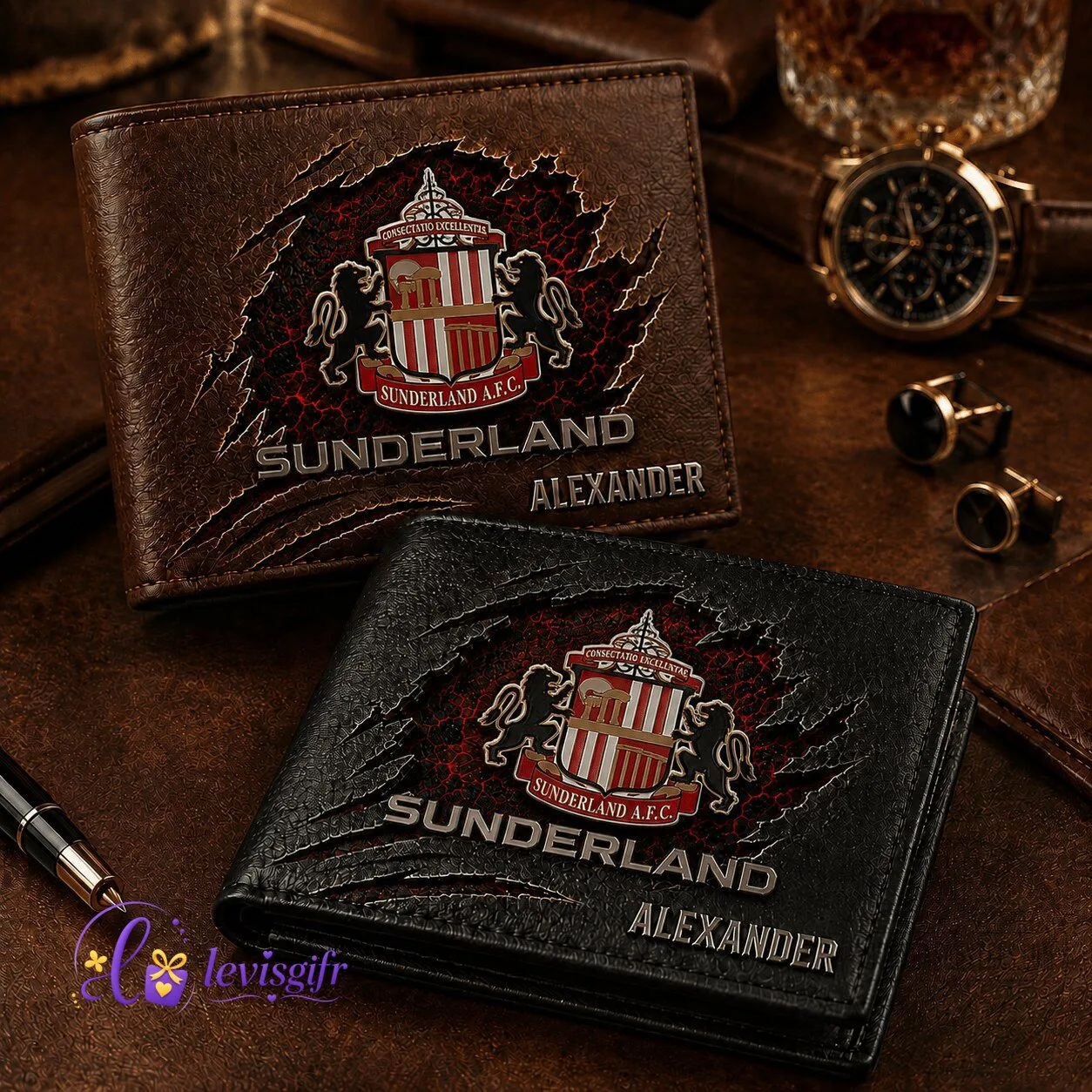 Sunderland Association Football Club Personalized Leather Wallet for Men