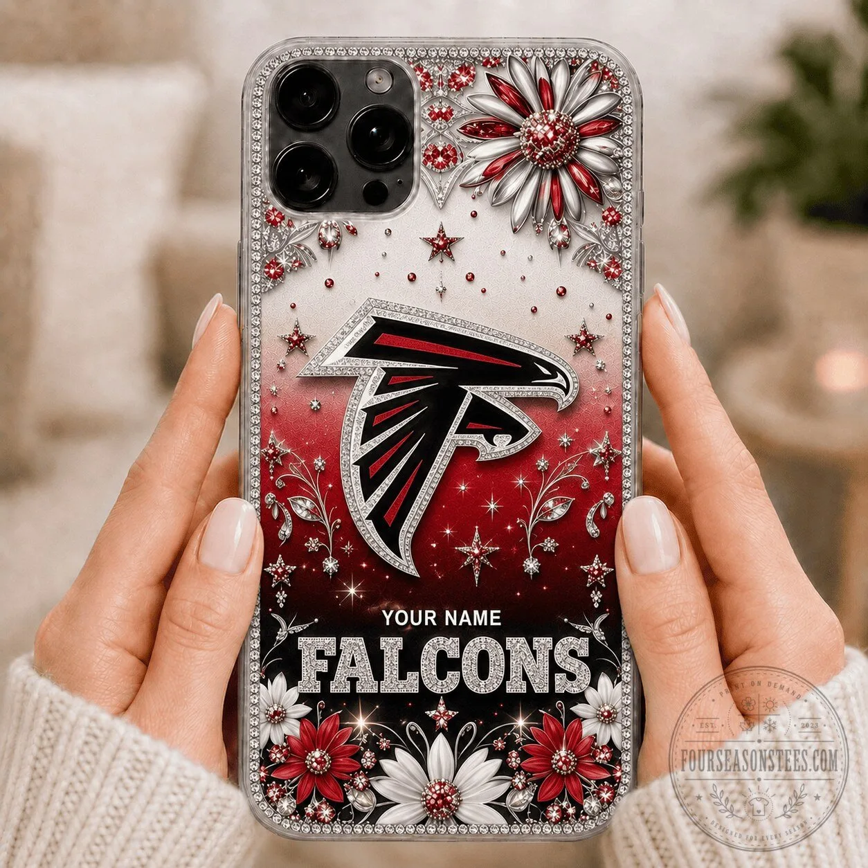 Atlanta Falcons National Football League Personalized Name Red Floral Phone Case 1 Atlanta Falcons National Football League Personalized Name Red Floral Phone Case