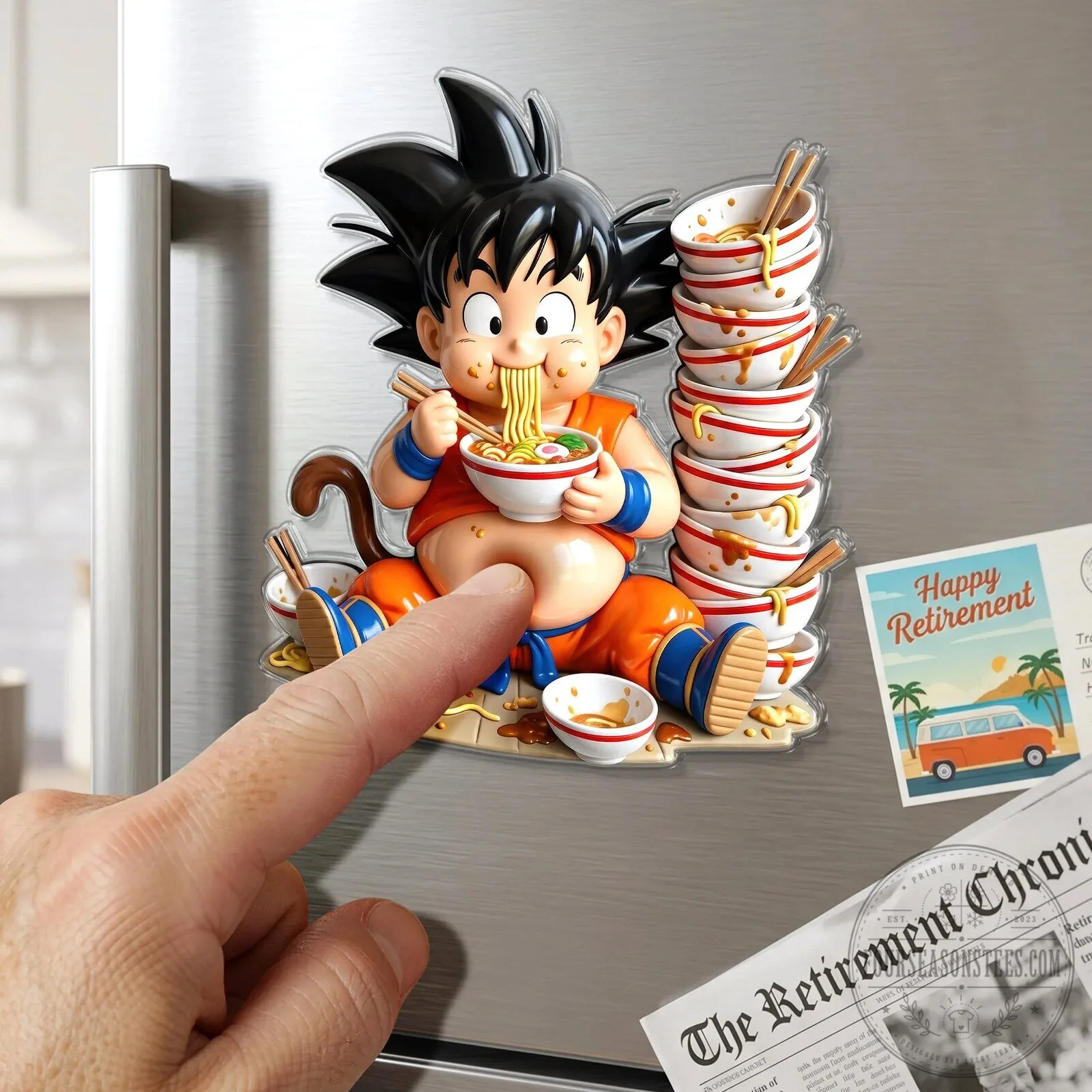 Dragon Ball Z Son Goku Eating Ramen Funny Refrigerator Magnet