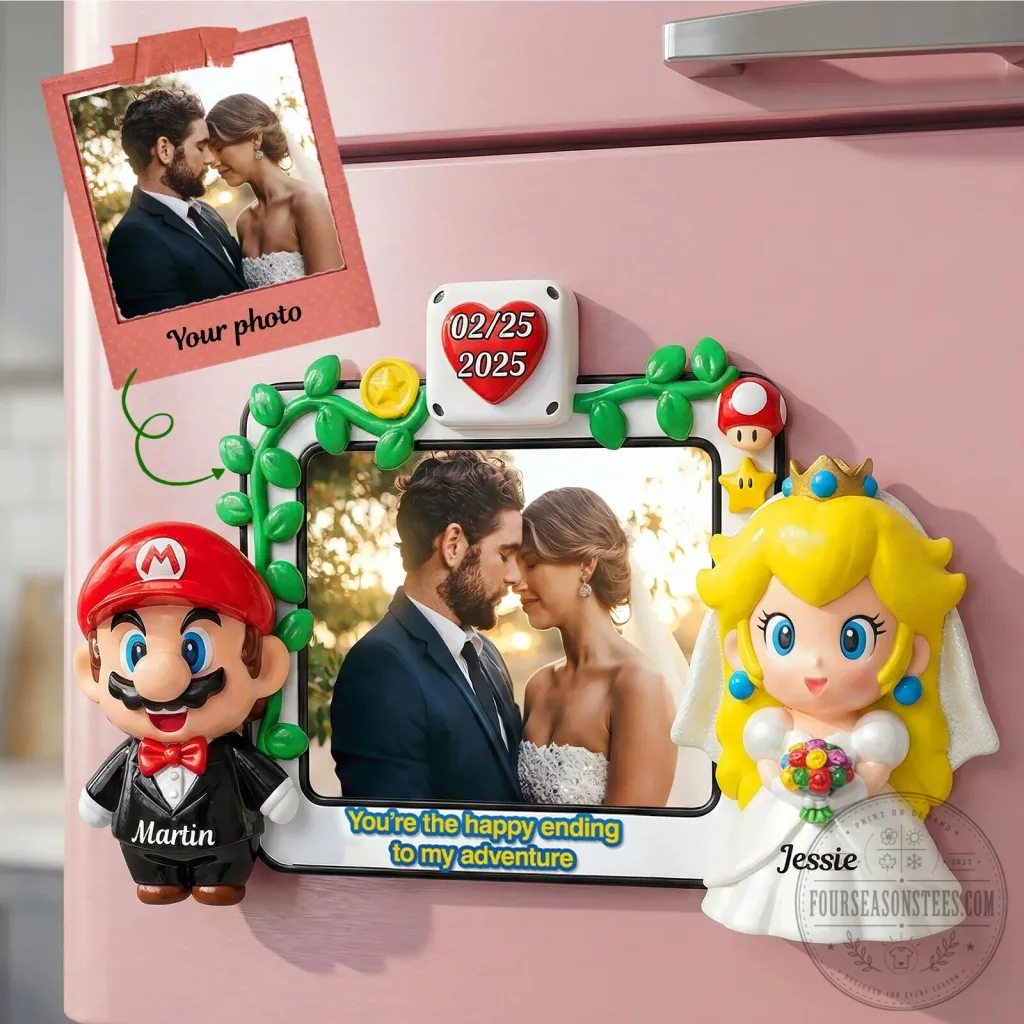 Personalized Super Mario Wedding Photo Frame Fridge Magnet Personalized Super Mario Wedding Photo Frame Fridge Magnet