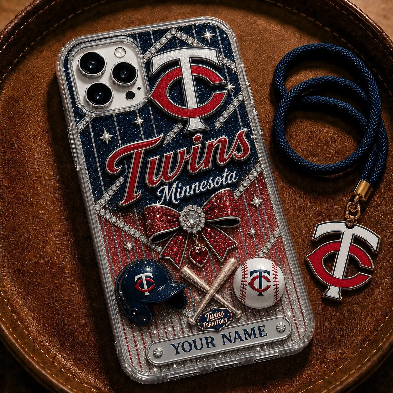 Minnesota Twins Baseball Team Glitter Design Custom Name Phone Case