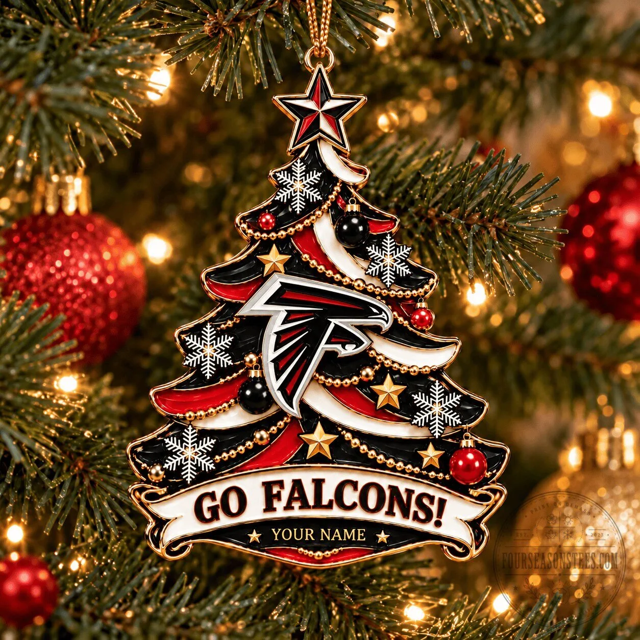 Atlanta Falcons Christmas Tree Ornament Custom Name
