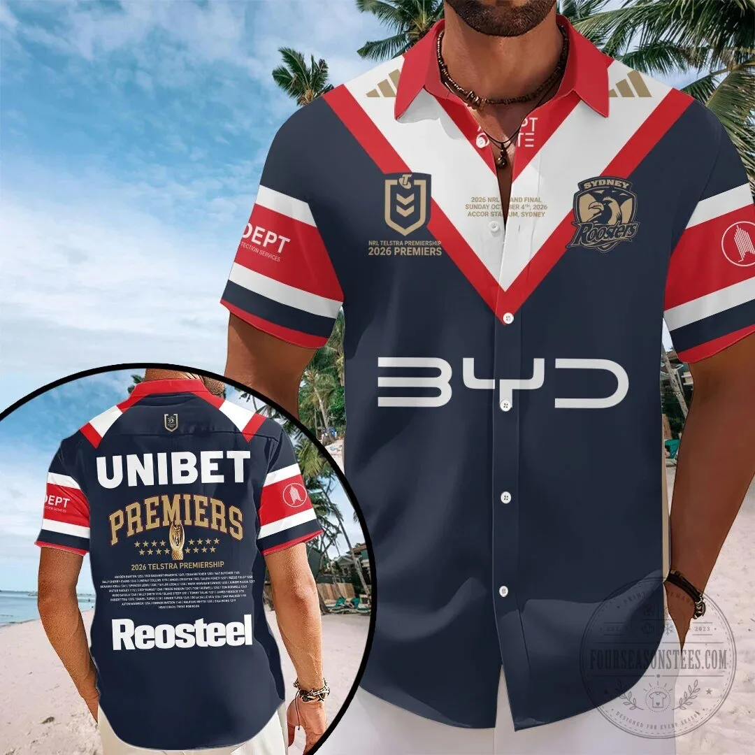 Sydney Roosters 2026 NRL Premiers Rugby Fan Hawaiian Shirt
