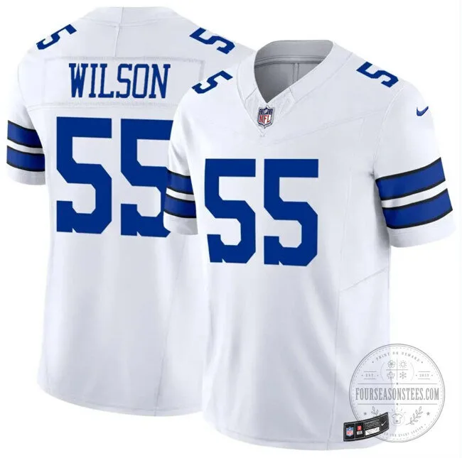 Dallas Cowboys Football Logan Wilson Number 55 White Game Jersey