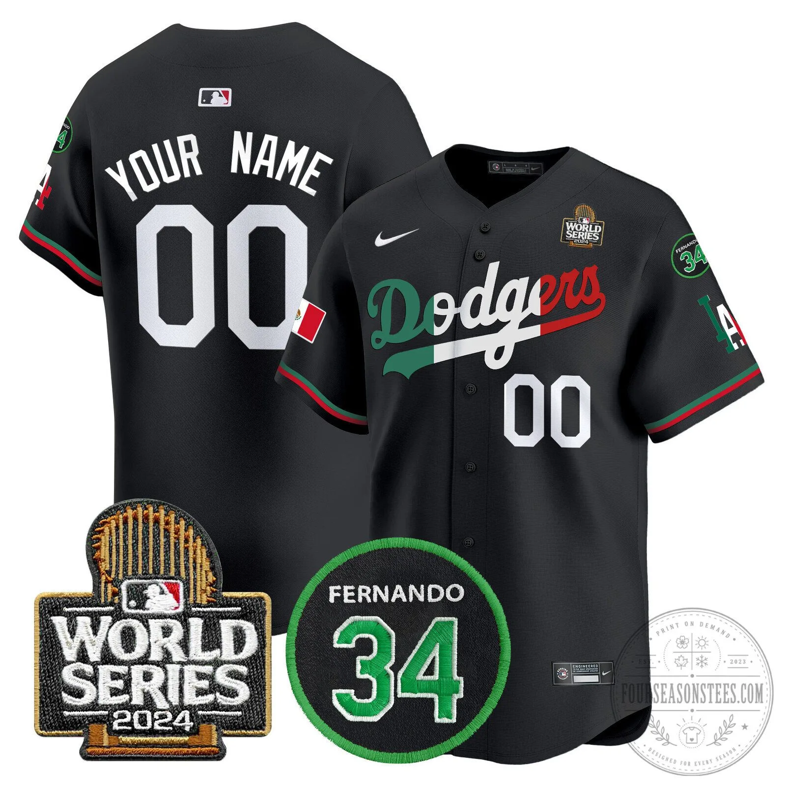 Los Angeles Dodgers Fernando Valenzuela Mexico World Series Black Baseball Jersey 9 Los Angeles Dodgers Fernando Valenzuela Mexico World Series Black Baseball Jersey