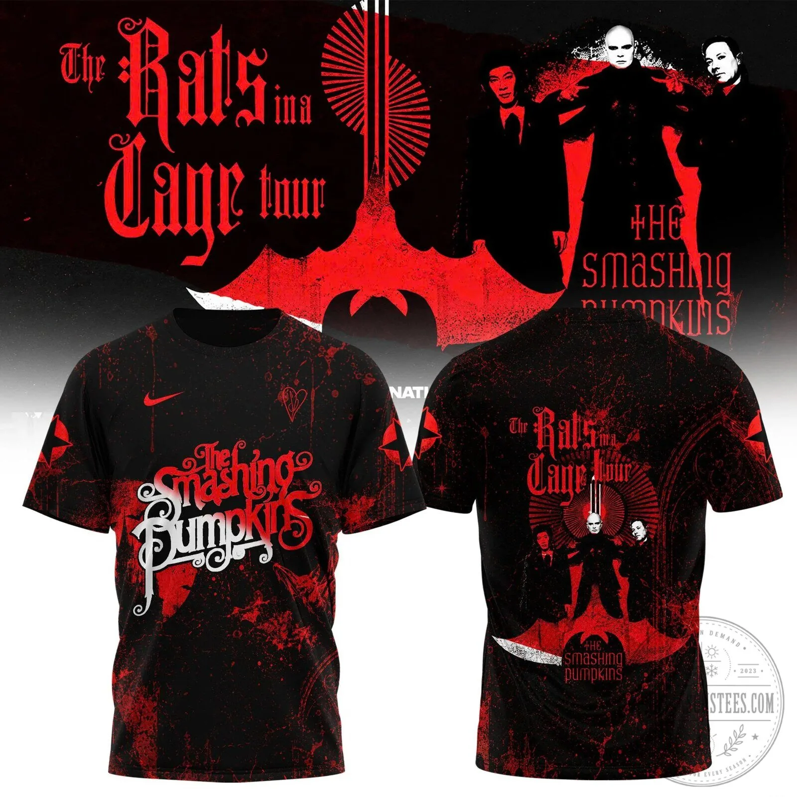The Smashing Pumpkins Rats In A Cage Tour Gothic Rock Band T-Shirt