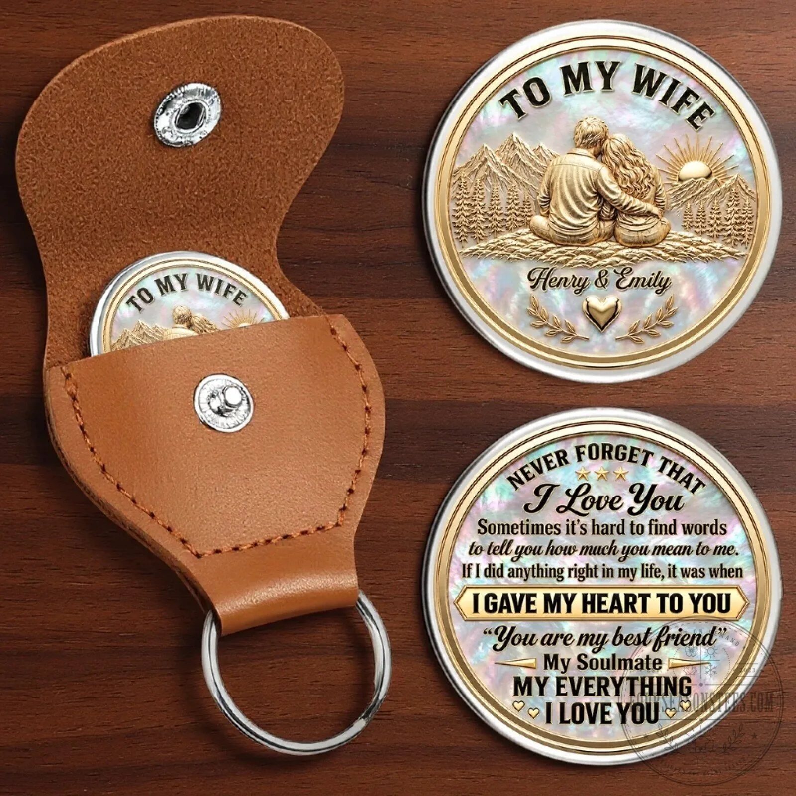 Personalized To My Wife I Gave My Heart To You Engraved Coin Keychain 5 Personalized To My Wife I Gave My Heart To You Engraved Coin Keychain