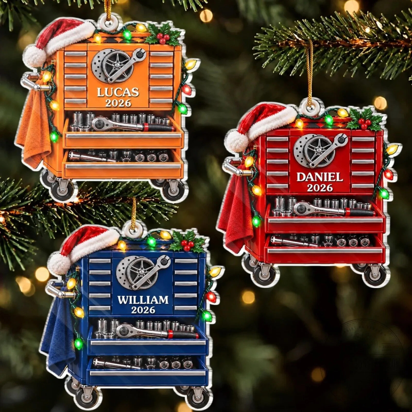Personalized Mechanic Christmas Tool Box Ornament