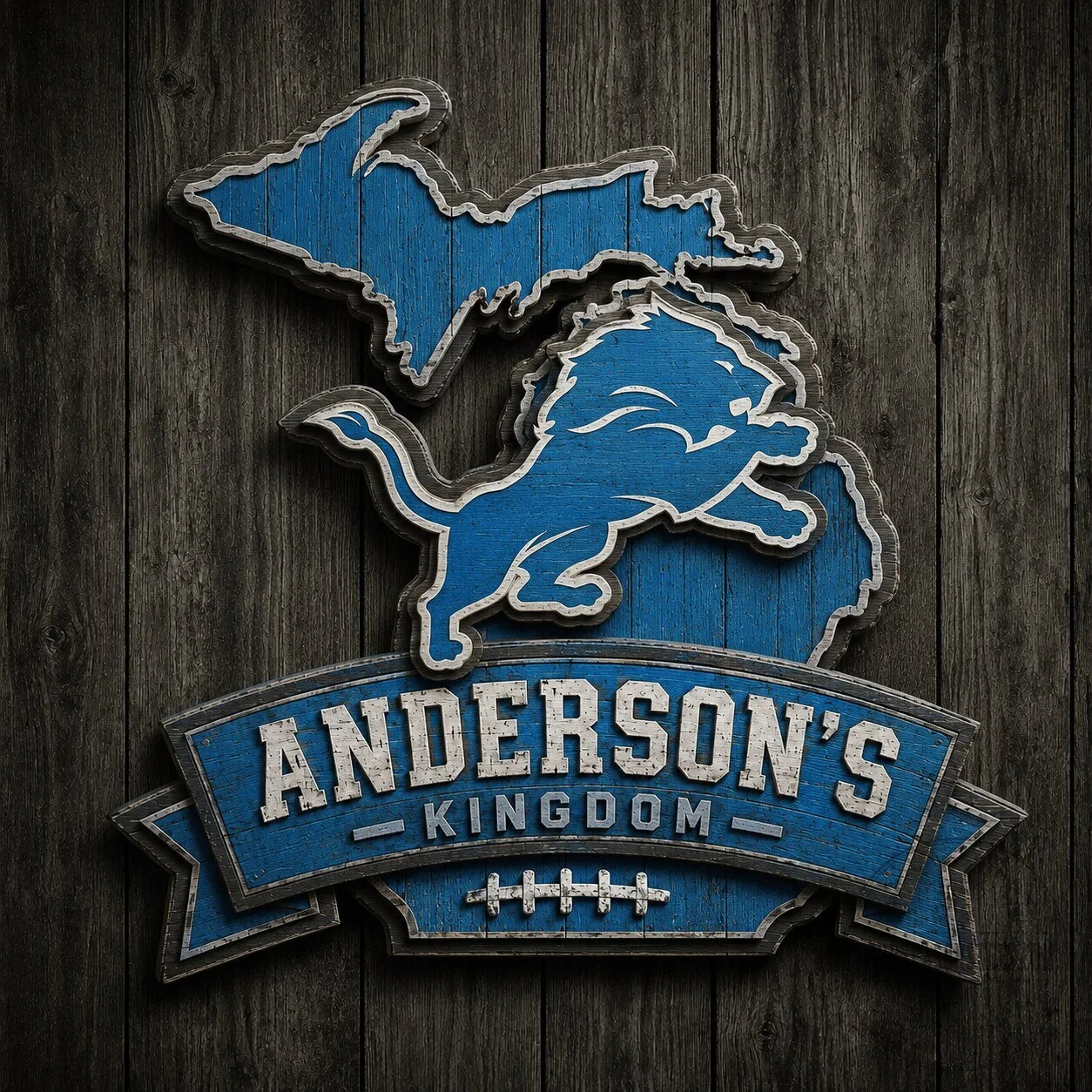 Detroit Lions NFL Personalized Vintage Wooden Wall Art Sign