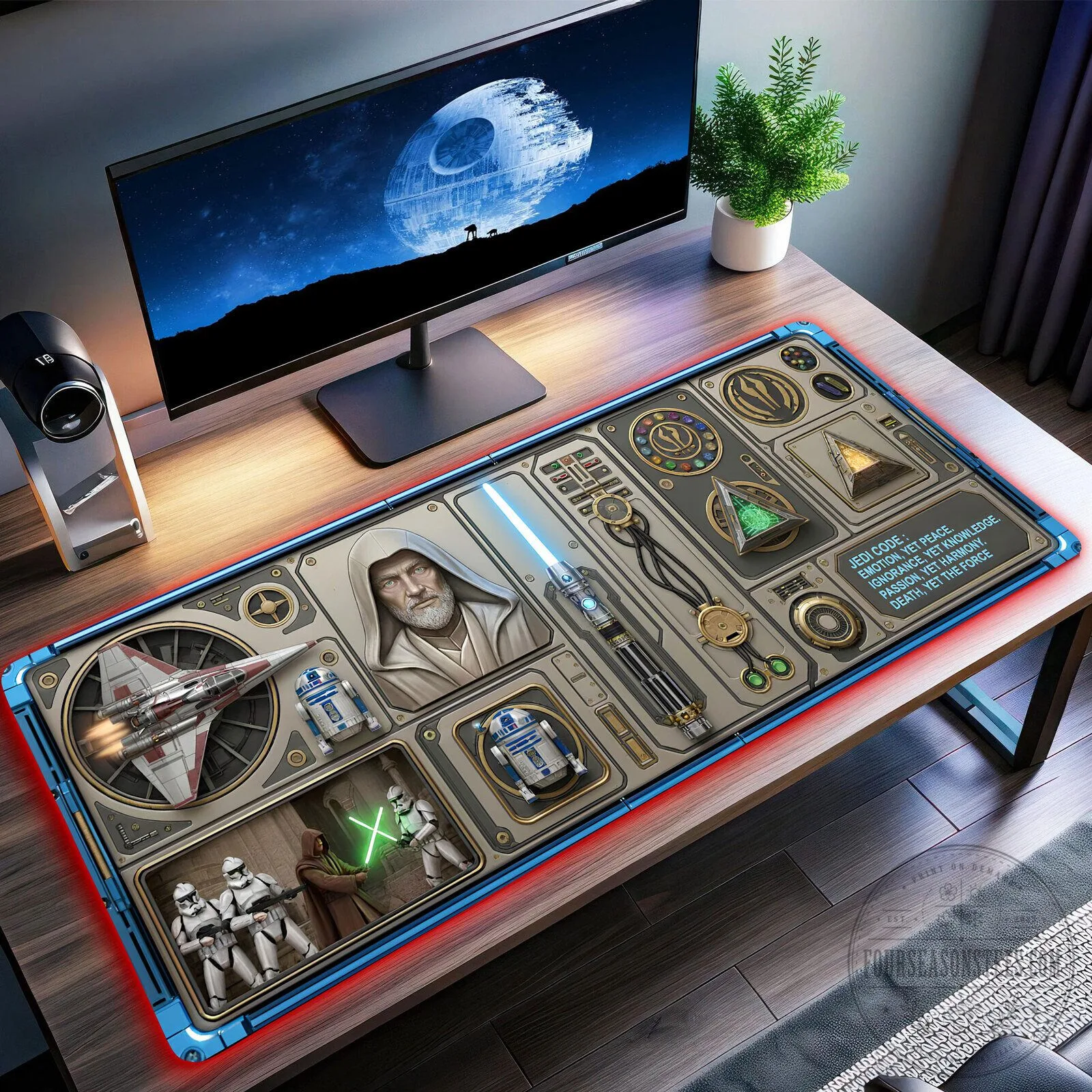 Star Wars Jedi Order Obi-Wan Kenobi LED Gaming Mousepad Desk Mat