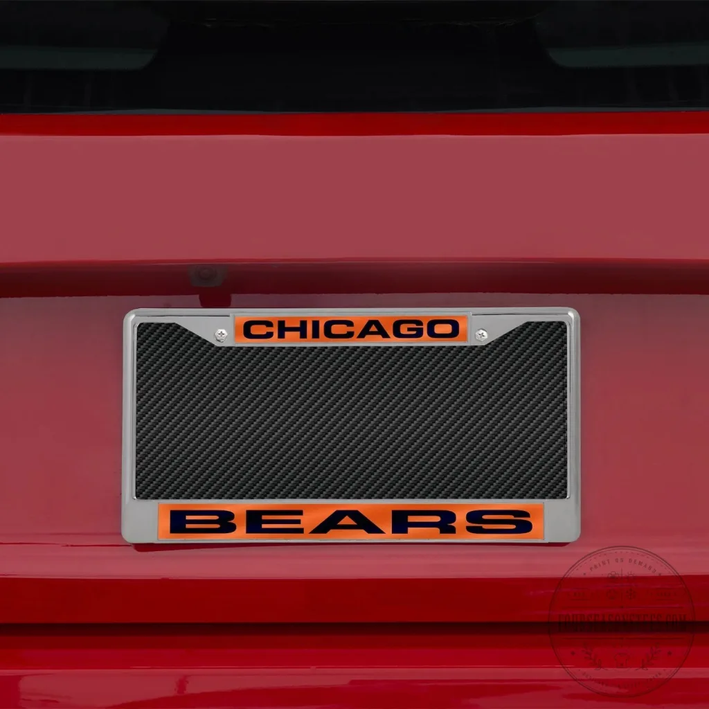 Chicago Bears Orange and Navy Laser Chrome License Plate Frame Chicago Bears Orange and Navy Laser Chrome License Plate Frame