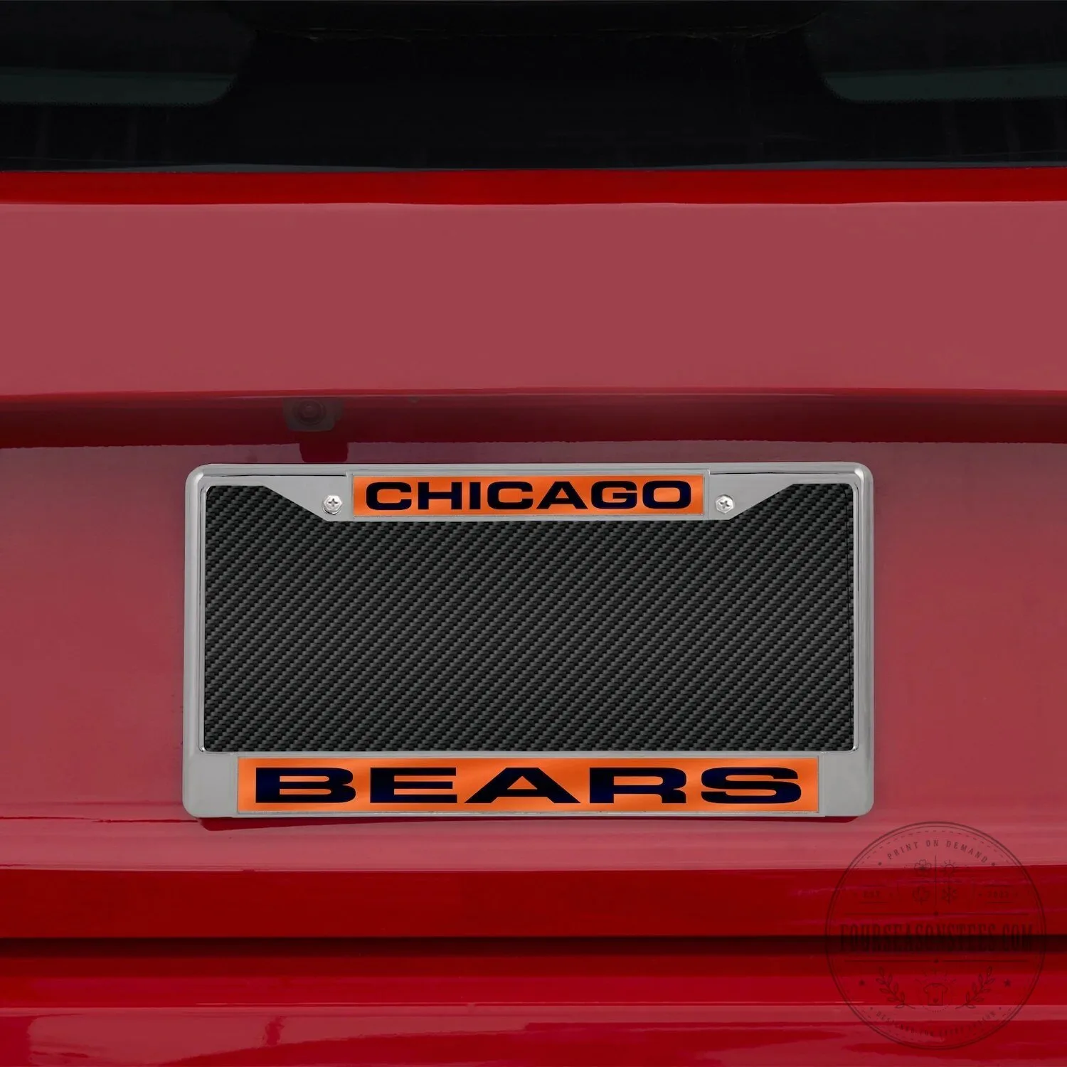Chicago Bears Orange and Navy Laser Chrome License Plate Frame