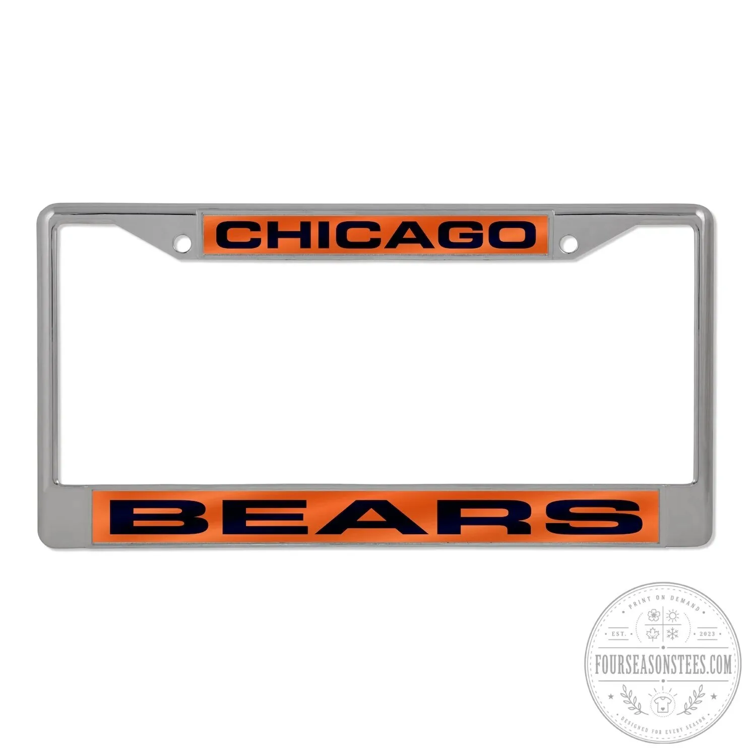 Chicago Bears Orange and Navy Laser Chrome License Plate Frame 3 Chicago Bears Orange and Navy Laser Chrome License Plate Frame