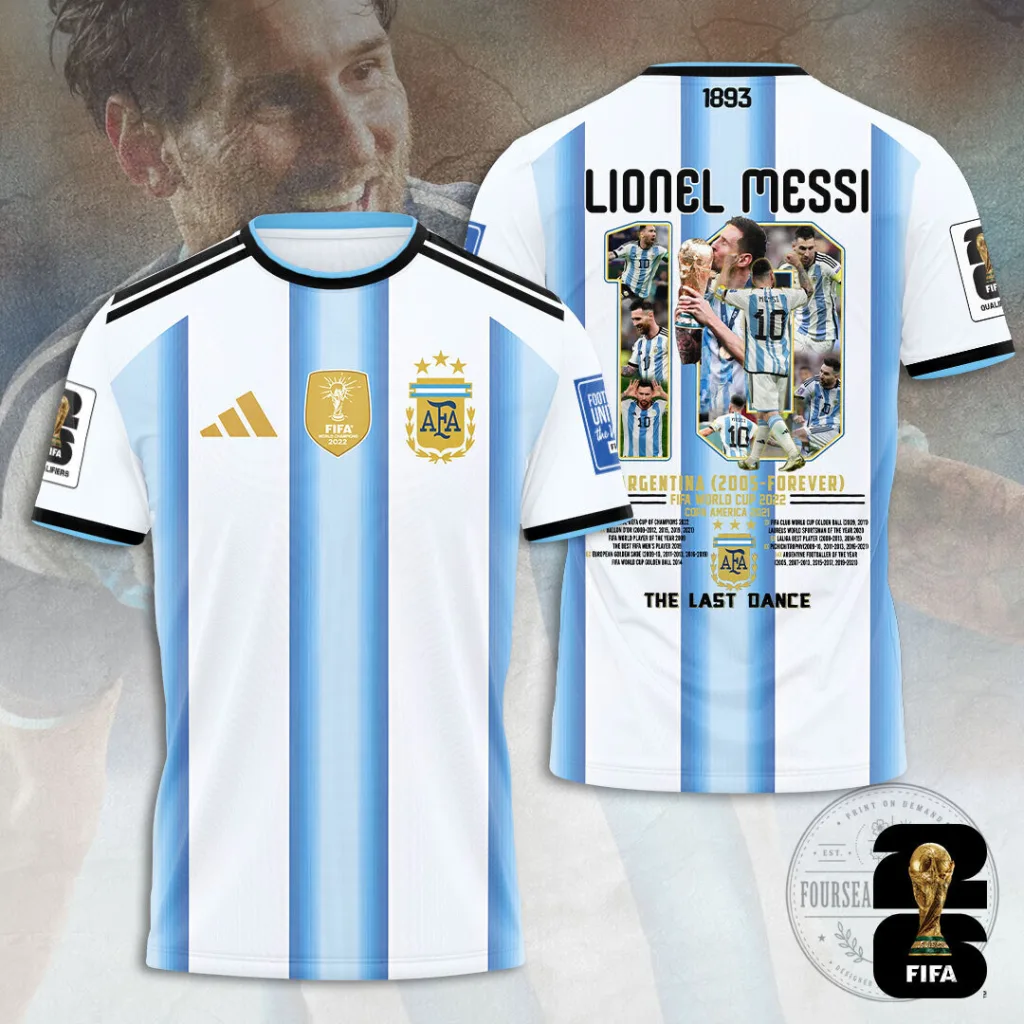 Lionel Messi Argentina National Football Team FIFA World Cup 2022 Champions Soccer Jersey