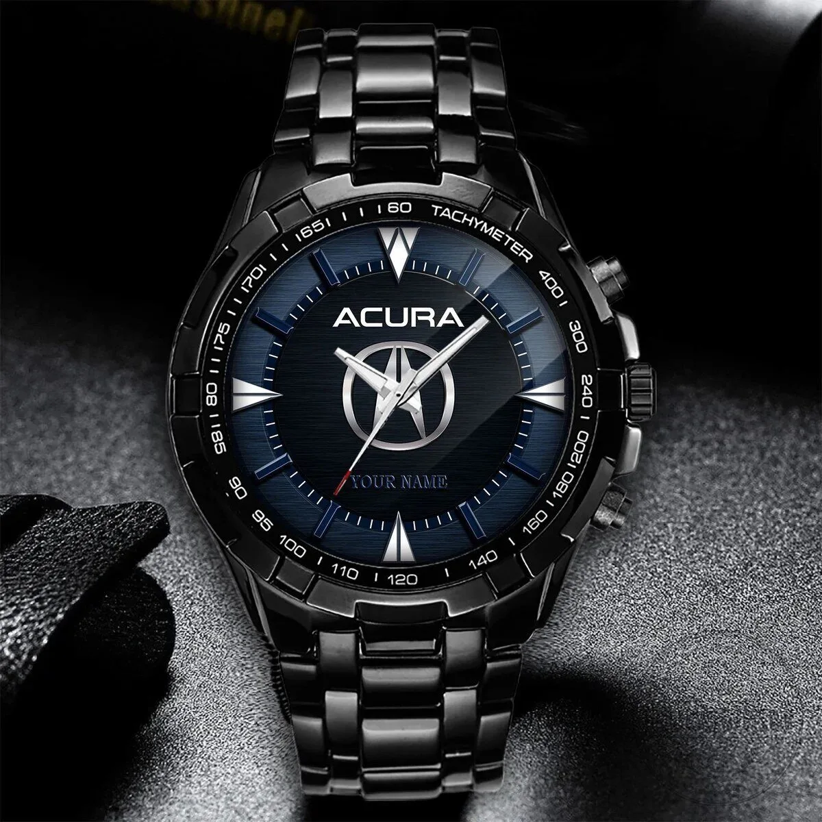Acura Custom Name Elegant Fashion Design Black Stainless Steel Watch
