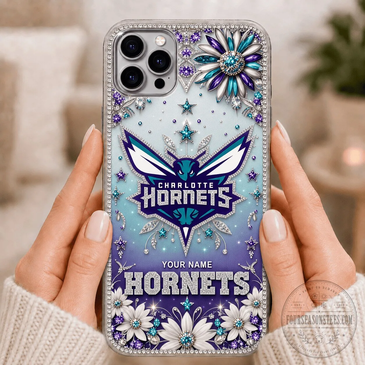 Charlotte Hornets NBA Basketball Team Rhinestone Custom Phone Case