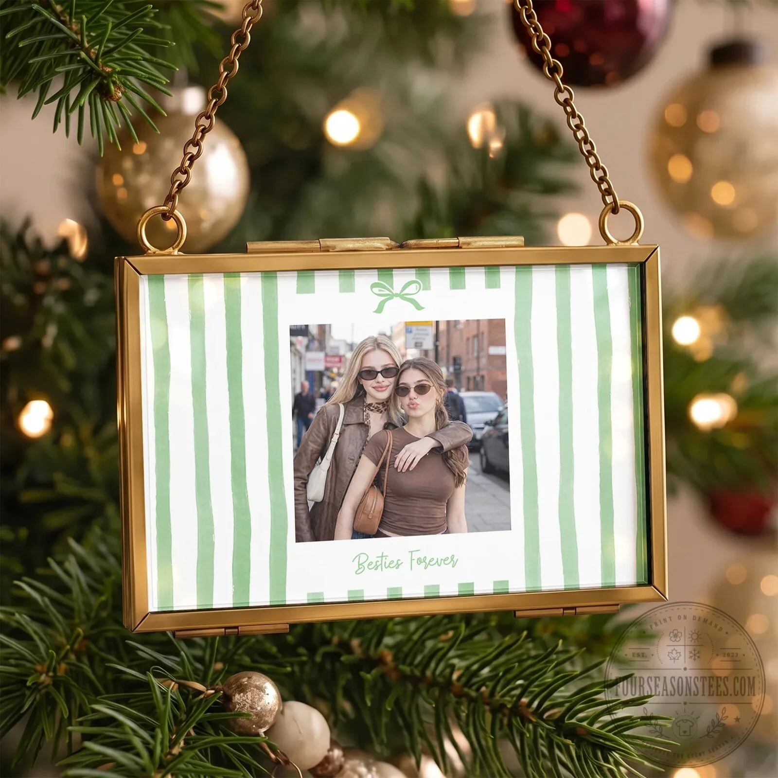 Personalized Photo Frame Ornament with Custom Message and Bow Design 17 Personalized Photo Frame Ornament with Custom Message and Bow Design
