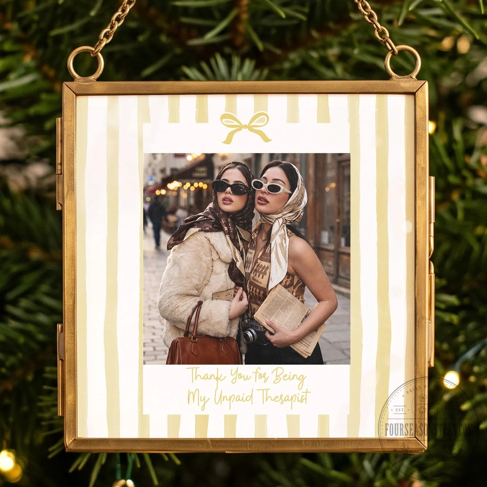 Personalized Photo Frame Ornament with Custom Message and Bow Design 18 Personalized Photo Frame Ornament with Custom Message and Bow Design