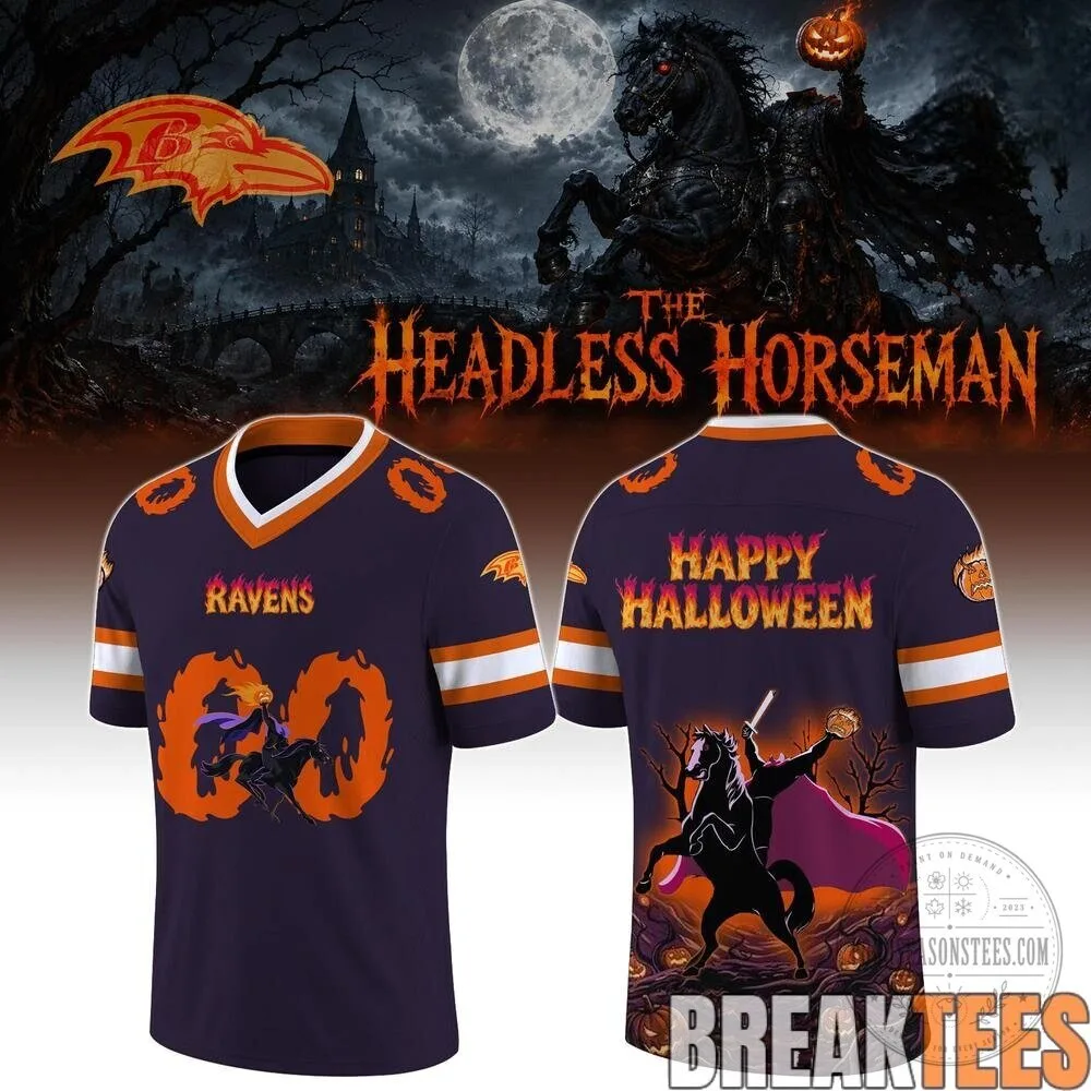 Halloween Football Jersey featuring the Headless Horseman for Baltimore Ravens Fans