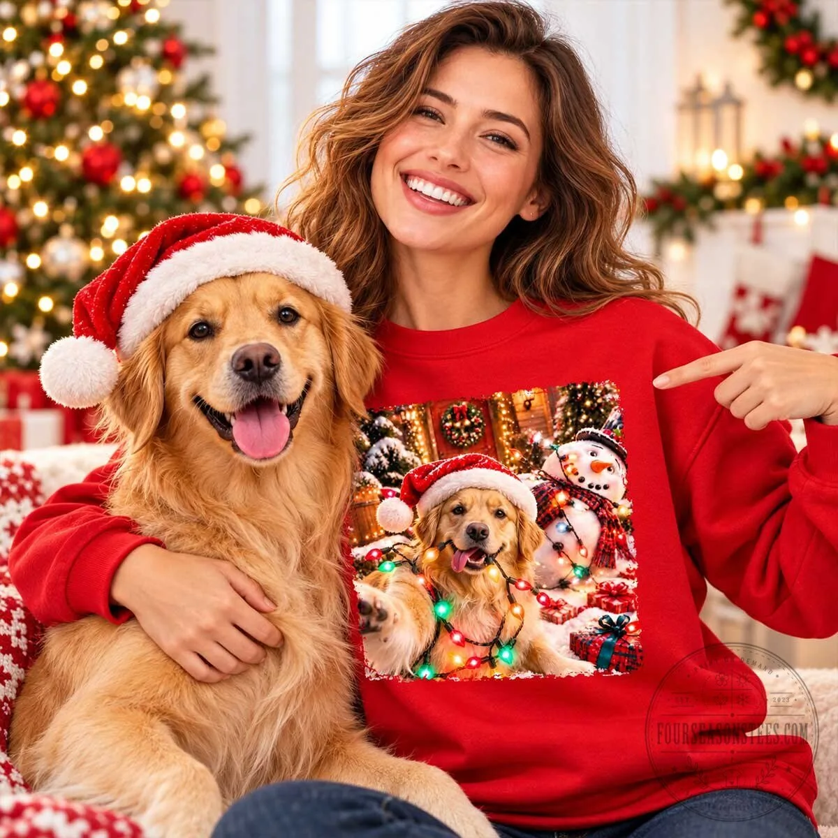 Funny Dog Christmas Sweatshirt, Personalized Golden Retriever Holiday Sweater 49 Funny Dog Christmas Sweatshirt, Personalized Golden Retriever Holiday Sweater