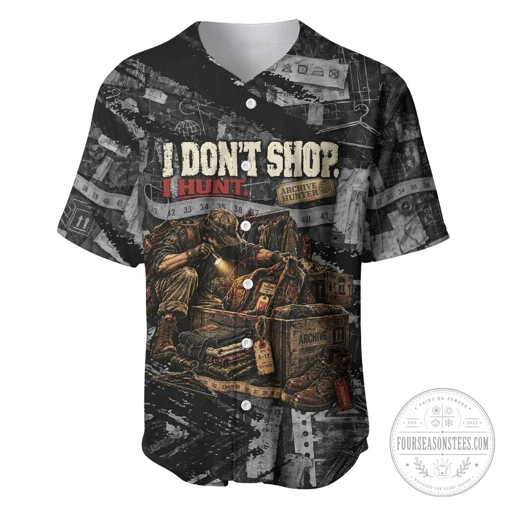 Archive Hunter The Hunt Never Ends Vintage Streetwear Grunge Collage Baseball Jersey