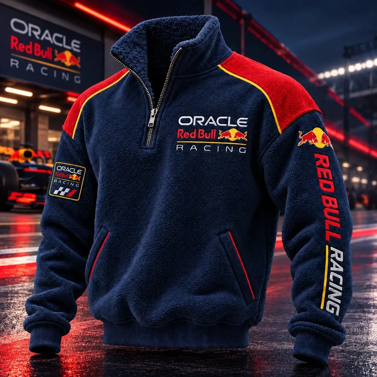 Oracle Red Bull Racing Formula 1 Team Fleece Quarter-Zip Pullover Sweatshirt