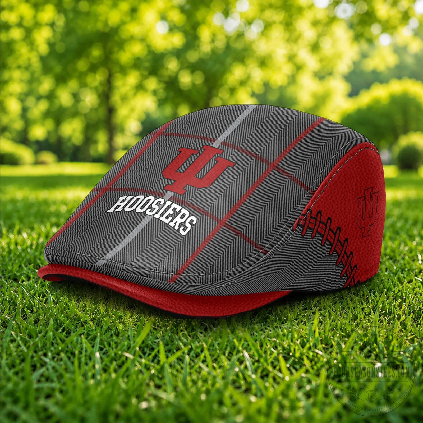 Indiana Hoosiers NCAA Plaid Pattern Flat Cap Hat 8 Indiana Hoosiers NCAA Plaid Pattern Flat Cap Hat