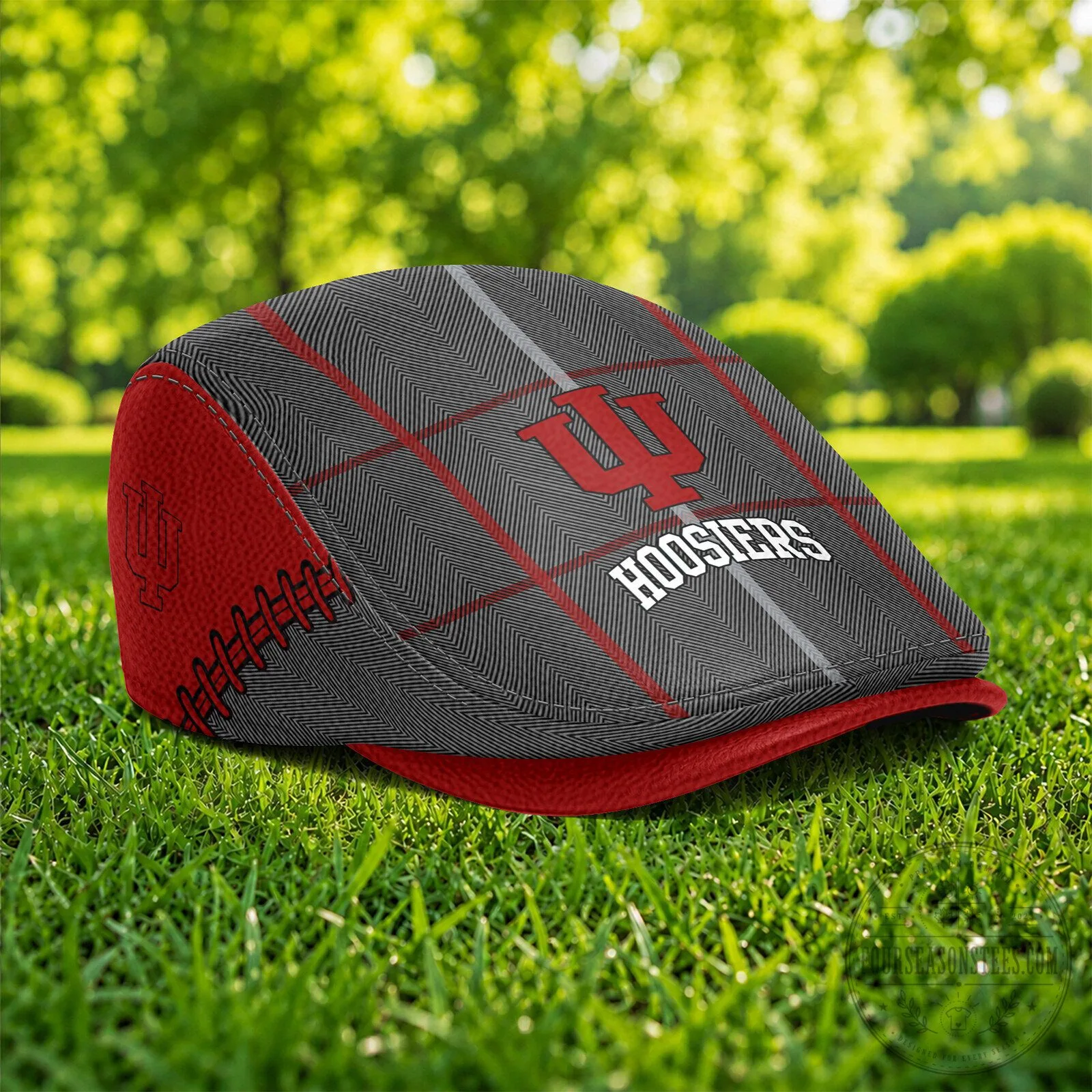 Indiana Hoosiers NCAA Plaid Pattern Flat Cap Hat 9 Indiana Hoosiers NCAA Plaid Pattern Flat Cap Hat