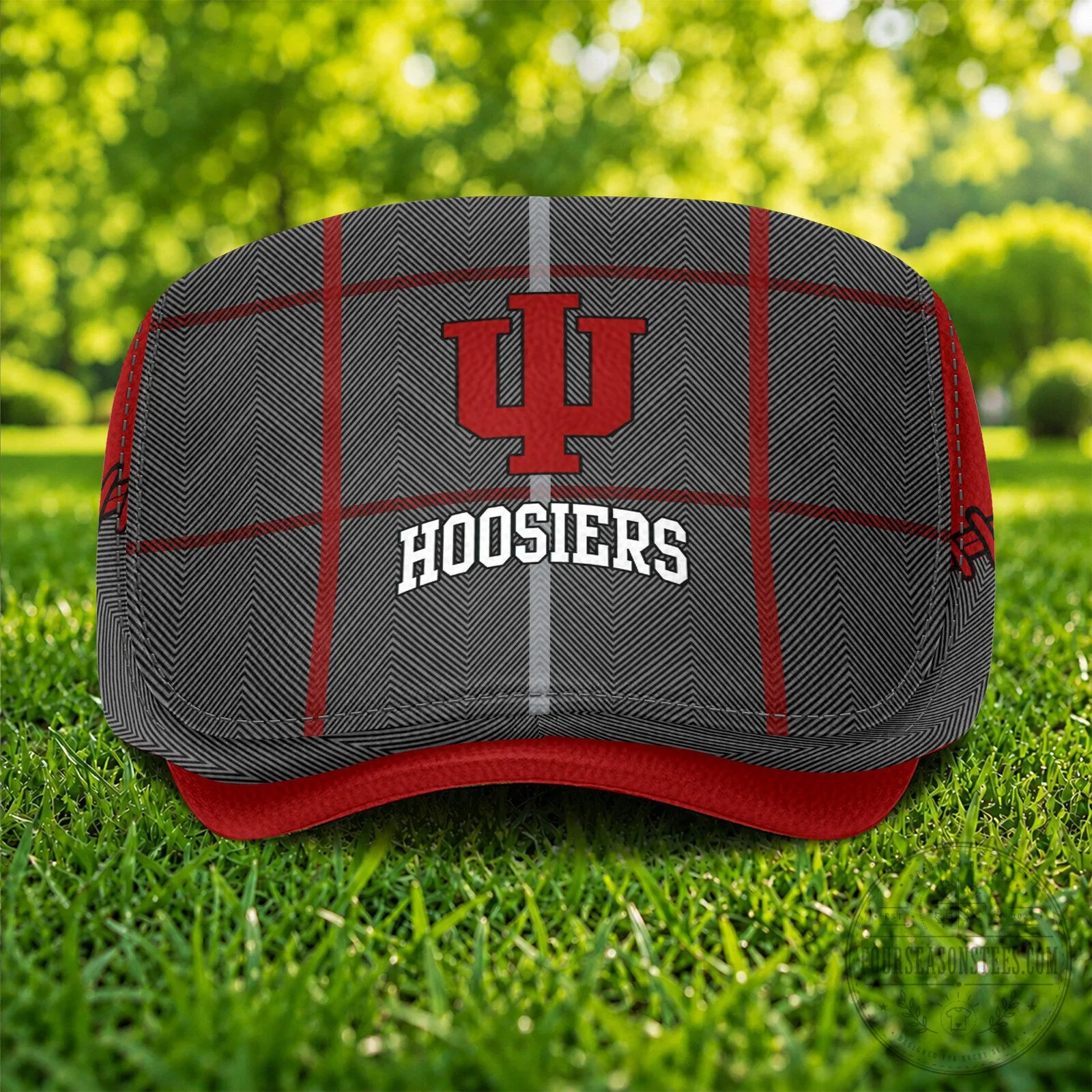 Indiana Hoosiers NCAA Plaid Pattern Flat Cap Hat 10 Indiana Hoosiers NCAA Plaid Pattern Flat Cap Hat