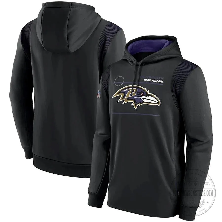 Black Pullover Hoodie with Baltimore Ravens NFL Team Logo