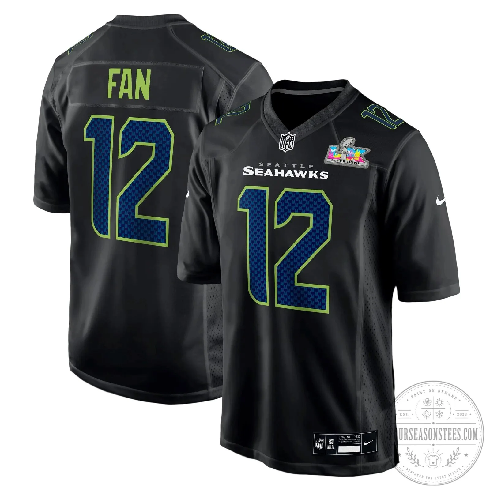 Seattle Seahawks Super Bowl LX Carbon Limited Black Football Jersey