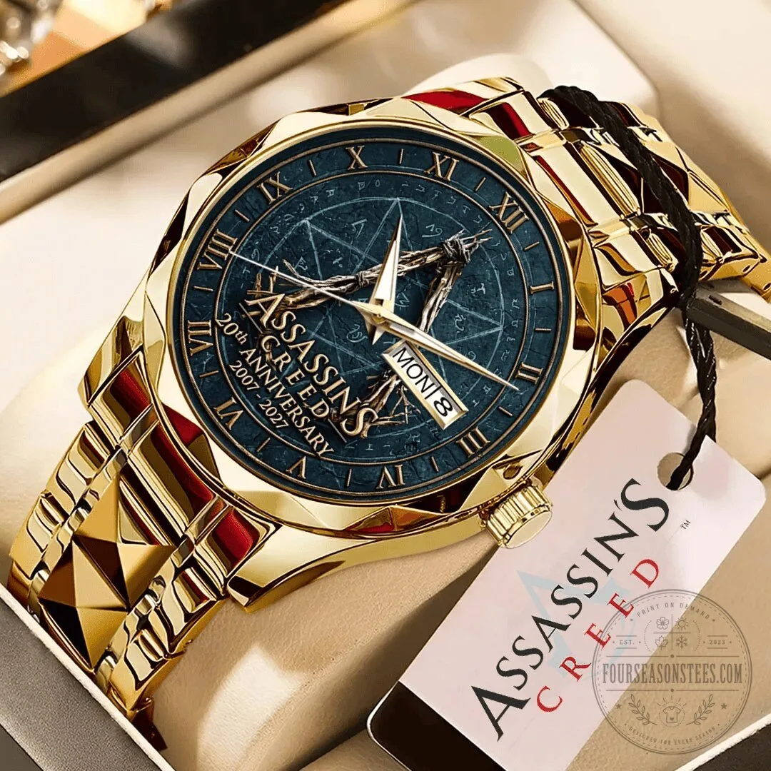 Assassin's Creed 20th Anniversary Gold Tone Stainless Steel Quartz Watch