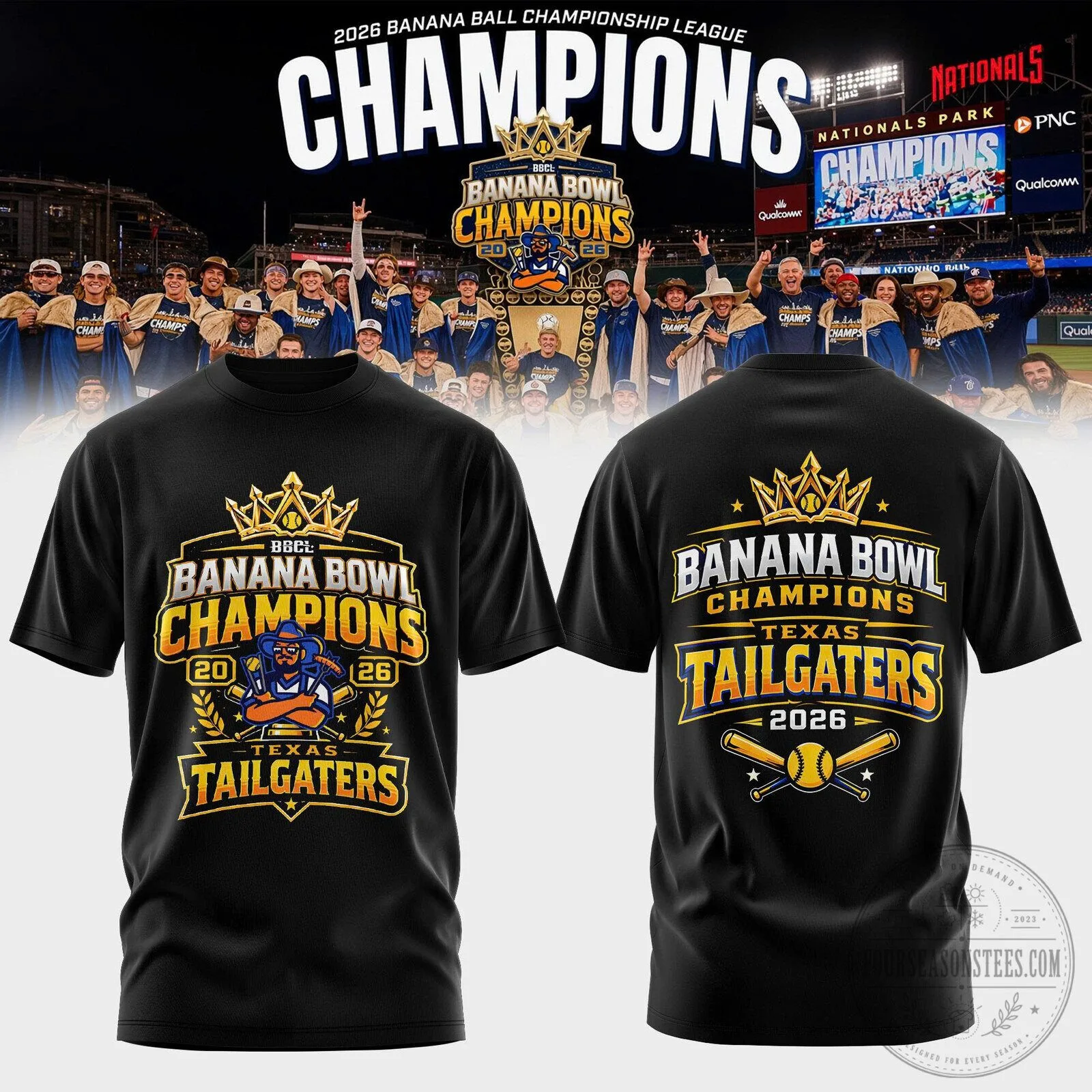 Texas Tailgaters Banana Bowl Champions 2026 Baseball Team Fan T-Shirt