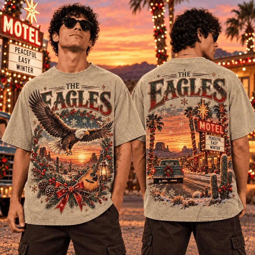 The Eagles Band Peaceful Easy Winter Desert Christmas Graphic T-Shirt