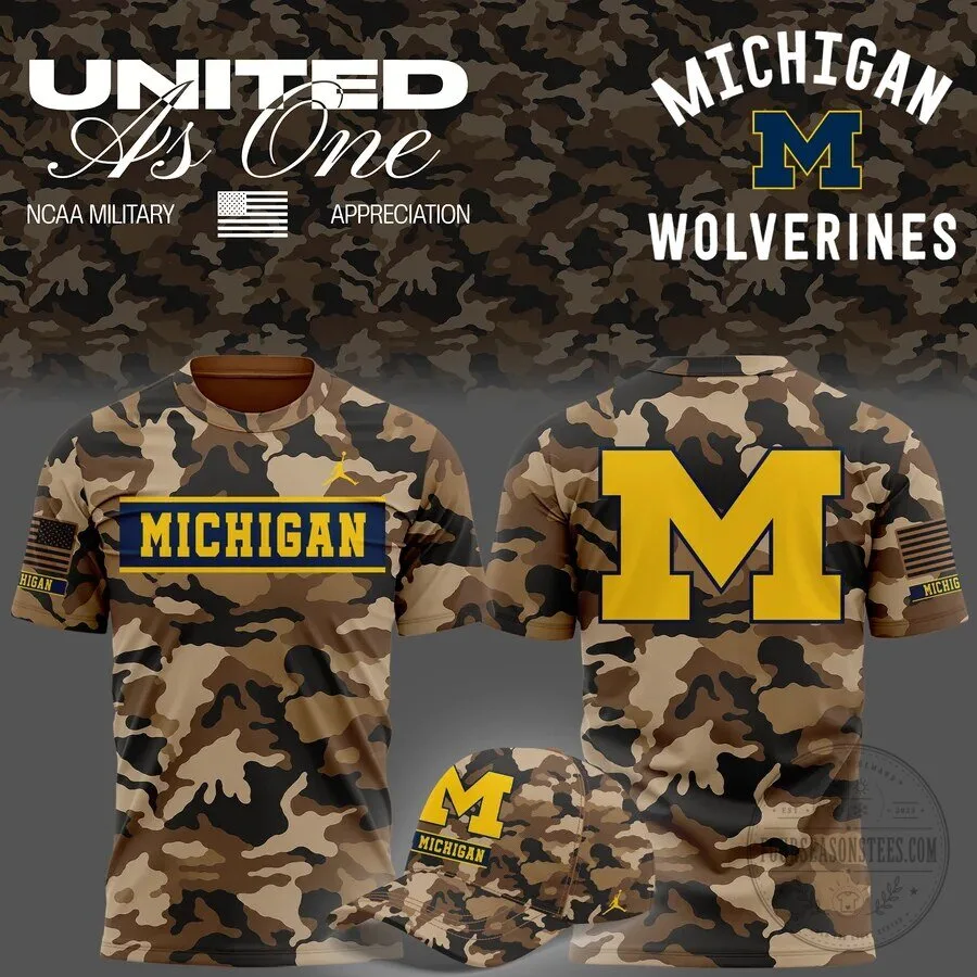 Michigan Wolverines Military Appreciation Camouflage United As One T-Shirt