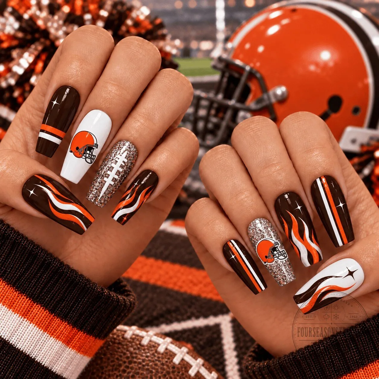 Cleveland Browns Football Team Spirit Press-On Nails Set