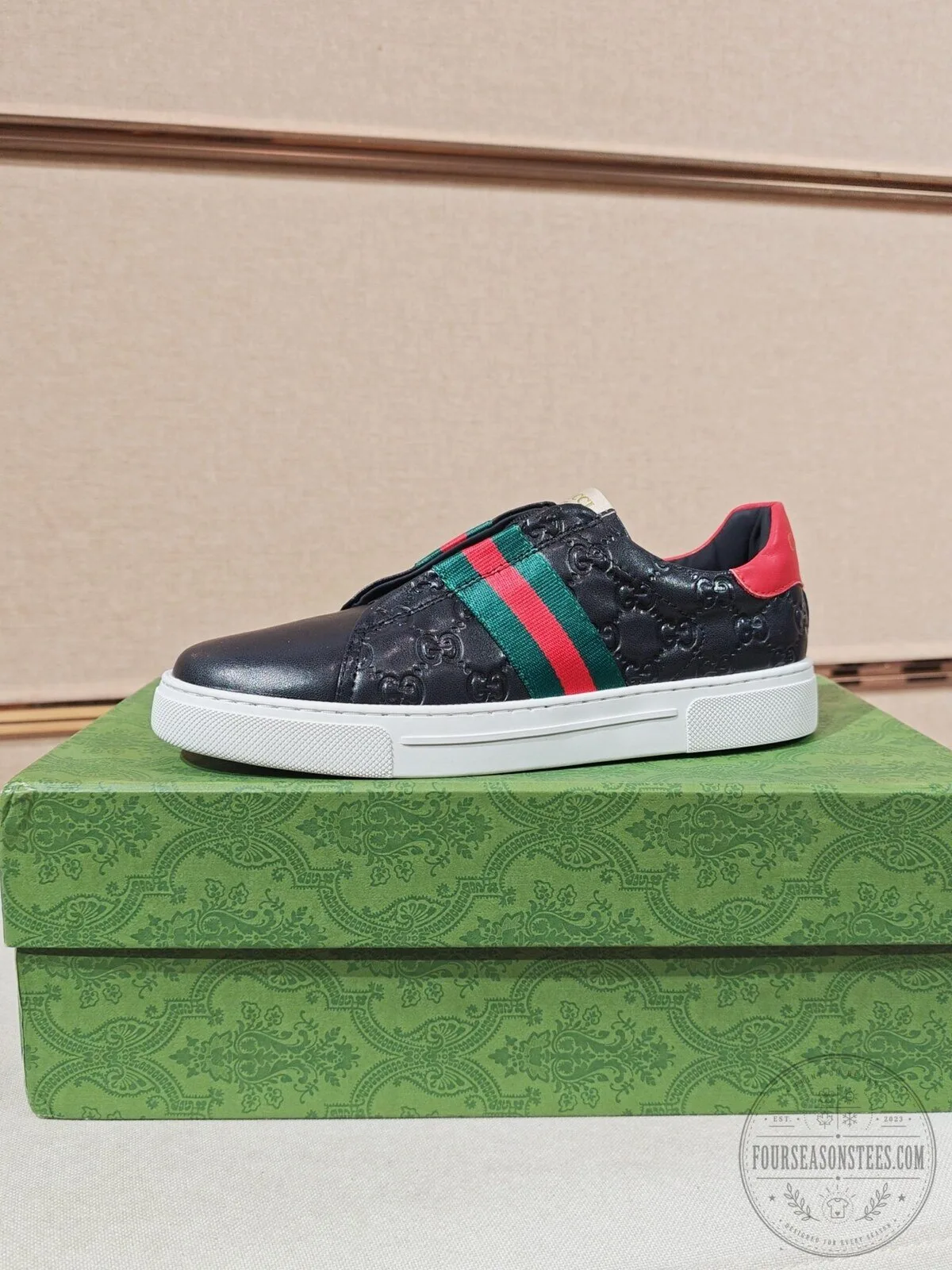 Gucci Black Leather Ace Sneakers with Red and Green Web Detail 11 Gucci Black Leather Ace Sneakers with Red and Green Web Detail