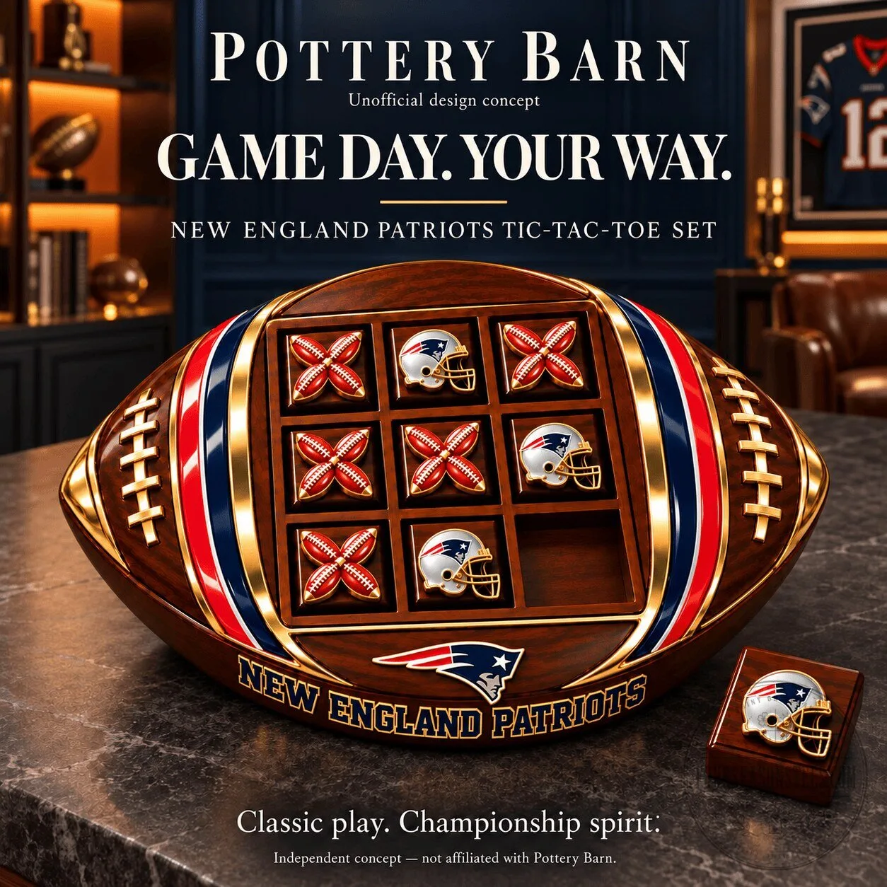 New England Patriots Football Tic Tac Toe Game Set