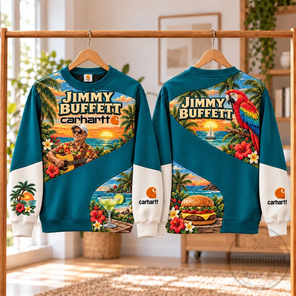 Jimmy Buffett Carhartt Tropical Sunset Beach Parrot Sweatshirt Jimmy Buffett Carhartt Tropical Sunset Beach Parrot Sweatshirt