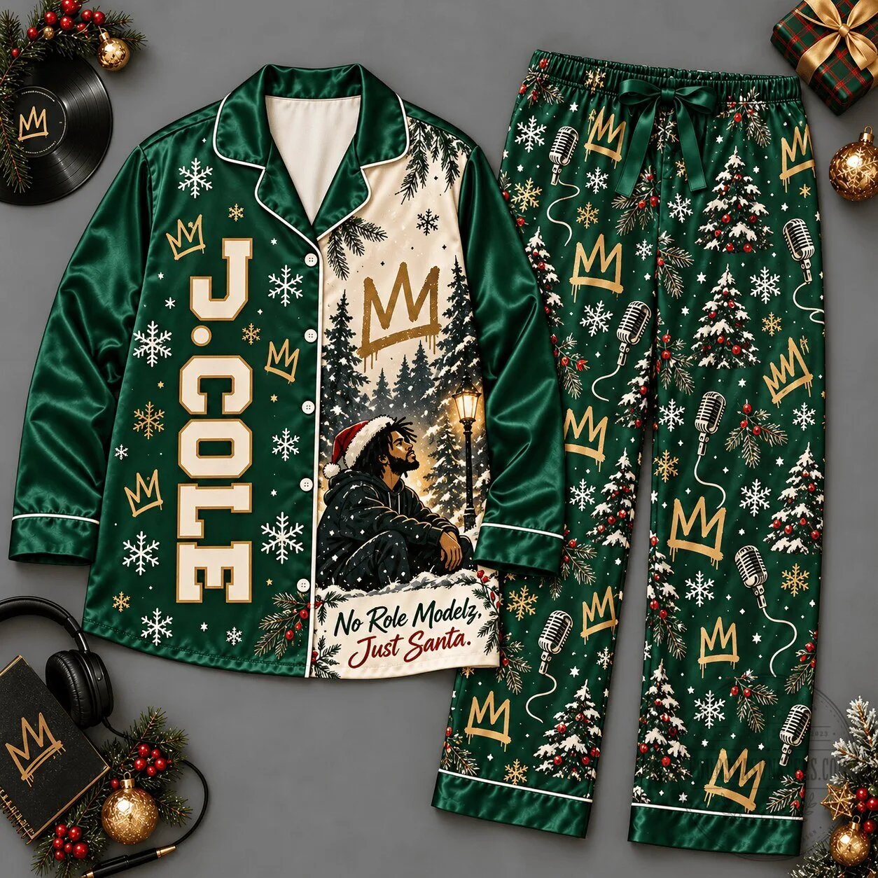 J. Cole No Role Modelz Just Santa Christmas Crown Pajamas Set