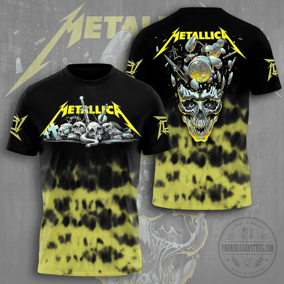 Metallica Skull and Crossbones Graphic Print Band T-Shirt