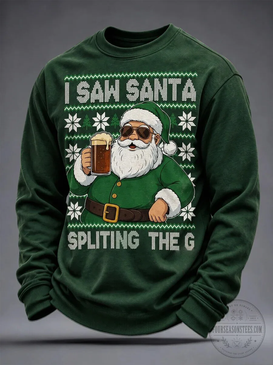 Funny Irish Santa Claus Splitting The G Beer Christmas Sweatshirt 1 Funny Irish Santa Claus Splitting The G Beer Christmas Sweatshirt